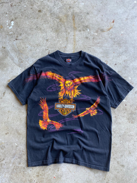 Vintage Harley Davidson Flaming Eagle AOP Size Large