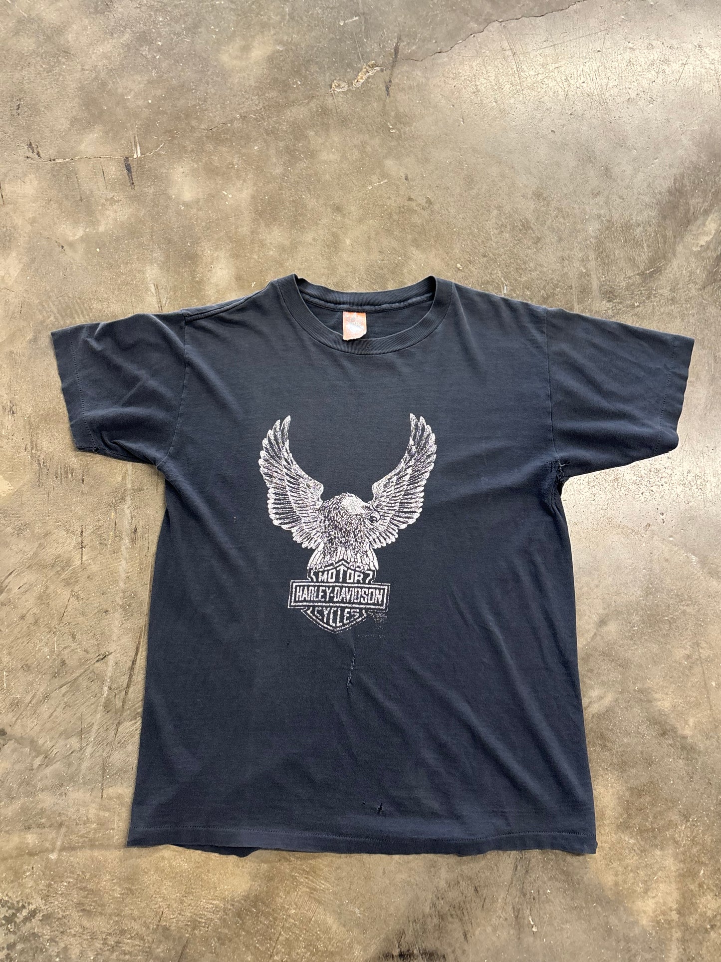 Vintage Early 80’s Harley Davidson Thrashed and Faded Eagle shirt size XL