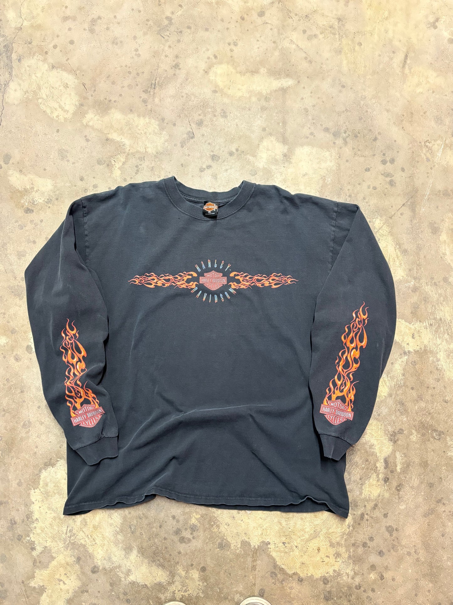 Vintage Harley Davidson flame burst long sleeve size XXL shirt