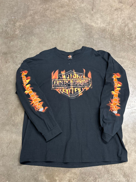 vintage Harley Davidson flame shield long sleeve size xxl