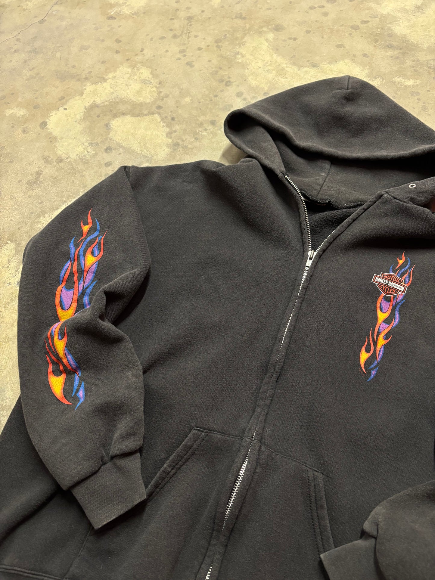 Vintage Harley Davidson multi flame zip up hoodie size extra large