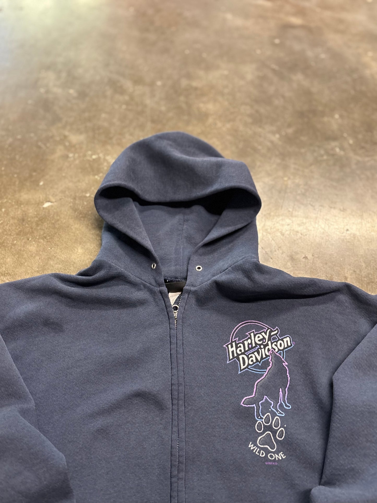 Vintage Harley Davidson wild one zip up hoodie size large