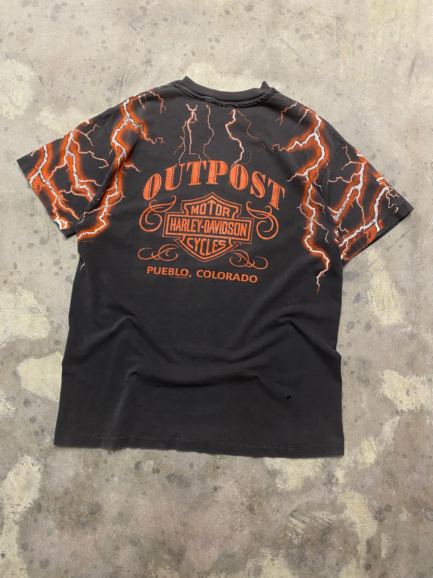 Vintage Harley Davidson Lightning AOP shirt size large