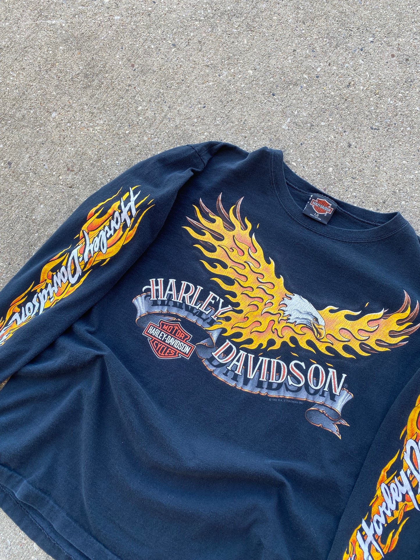Vintage Harley Davidson Flaming Eagle sleeve long sleeve shirt size large