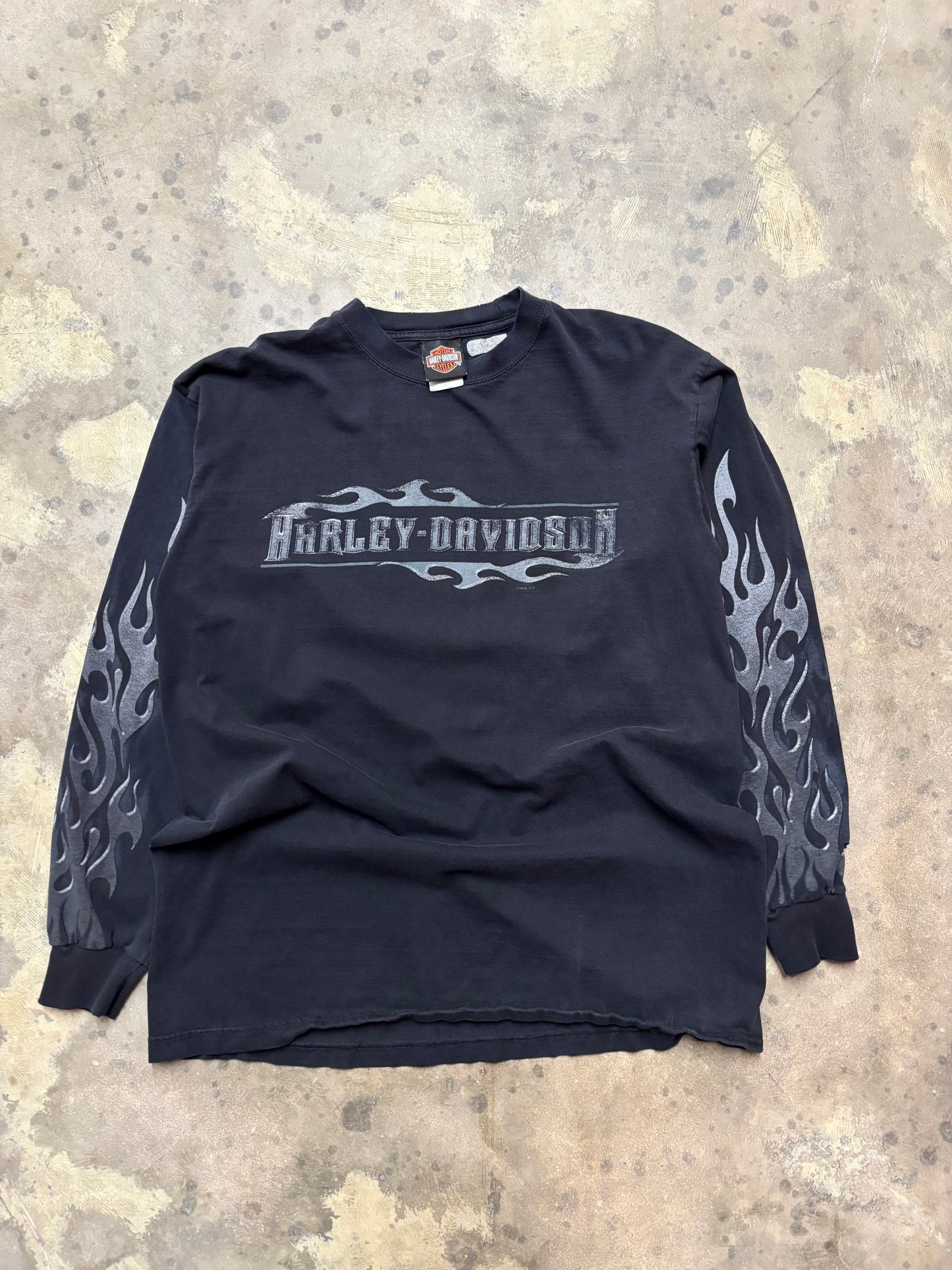Vintage Harley Davidson chrome flame long sleeve shirt size large