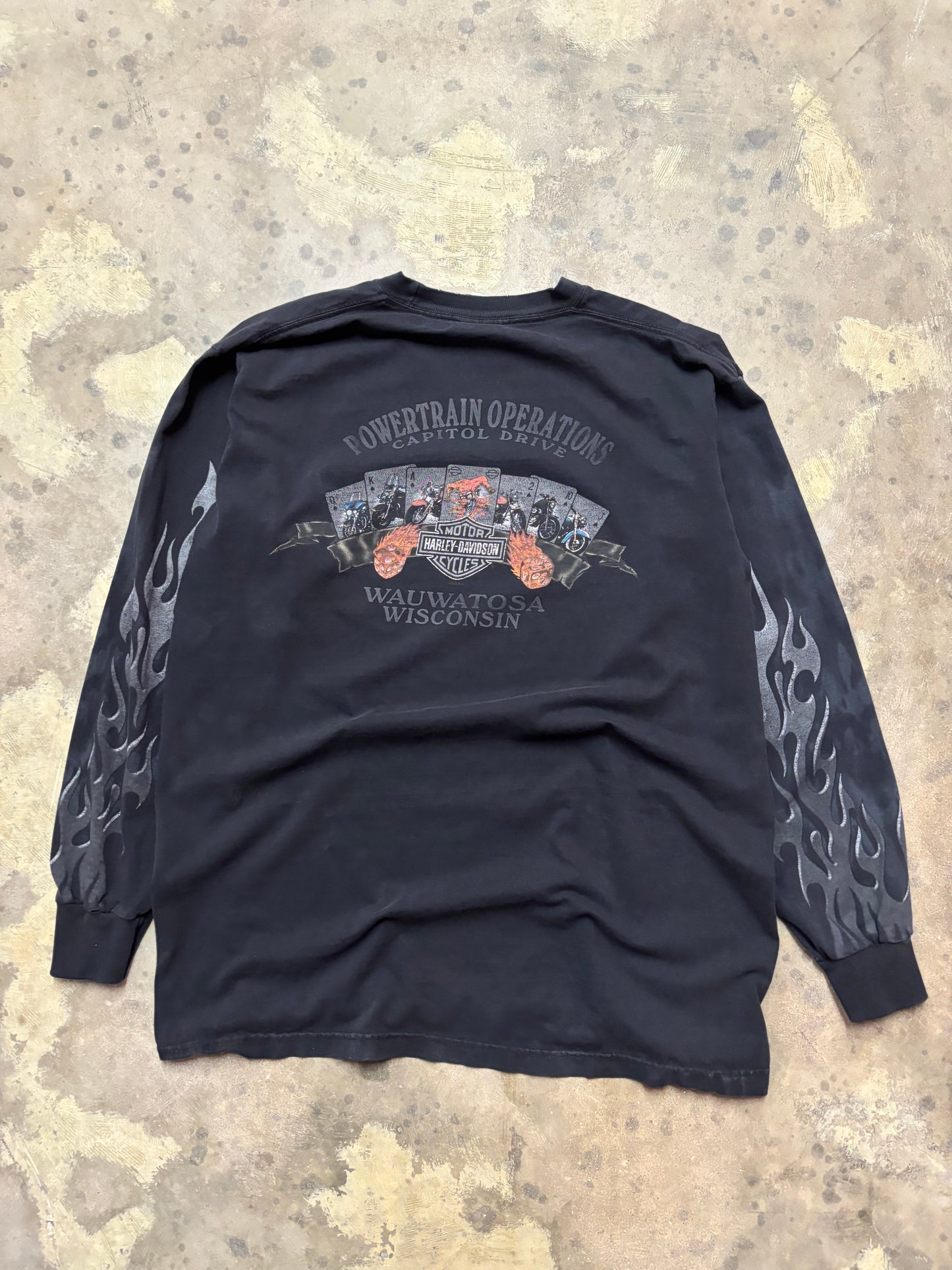 Vintage Harley Davidson chrome flame long sleeve shirt size large