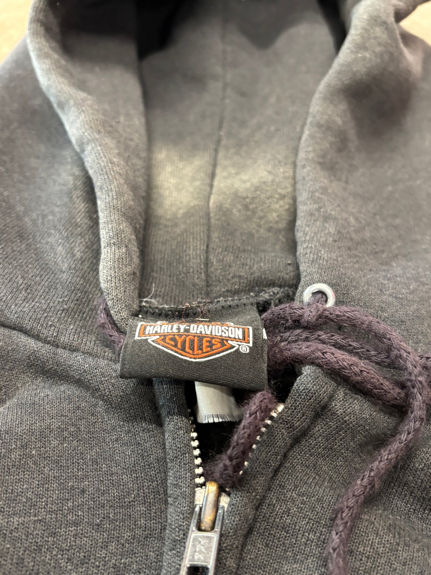 Vintage Harley Davidson Blue flame zip up hoodie size xxl