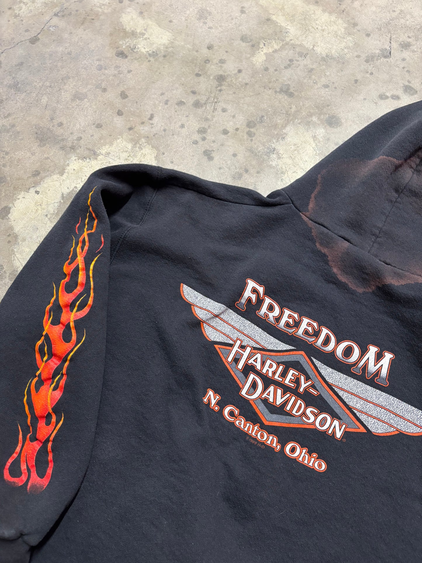 Vintage Harley Davidson flame zip up hoodie shirt size large