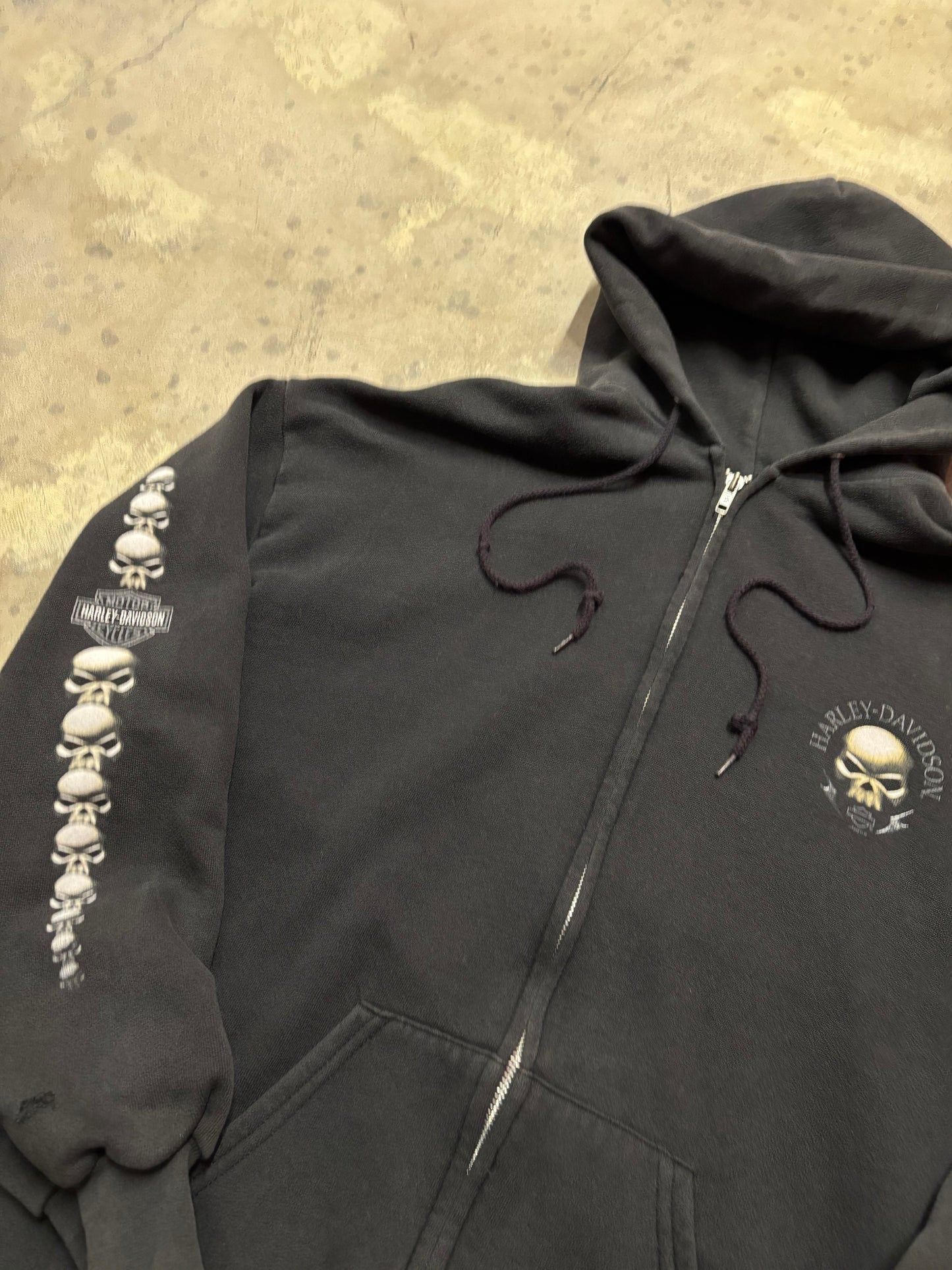 Vintage Harley Davidson skull zip up hoodie size large
