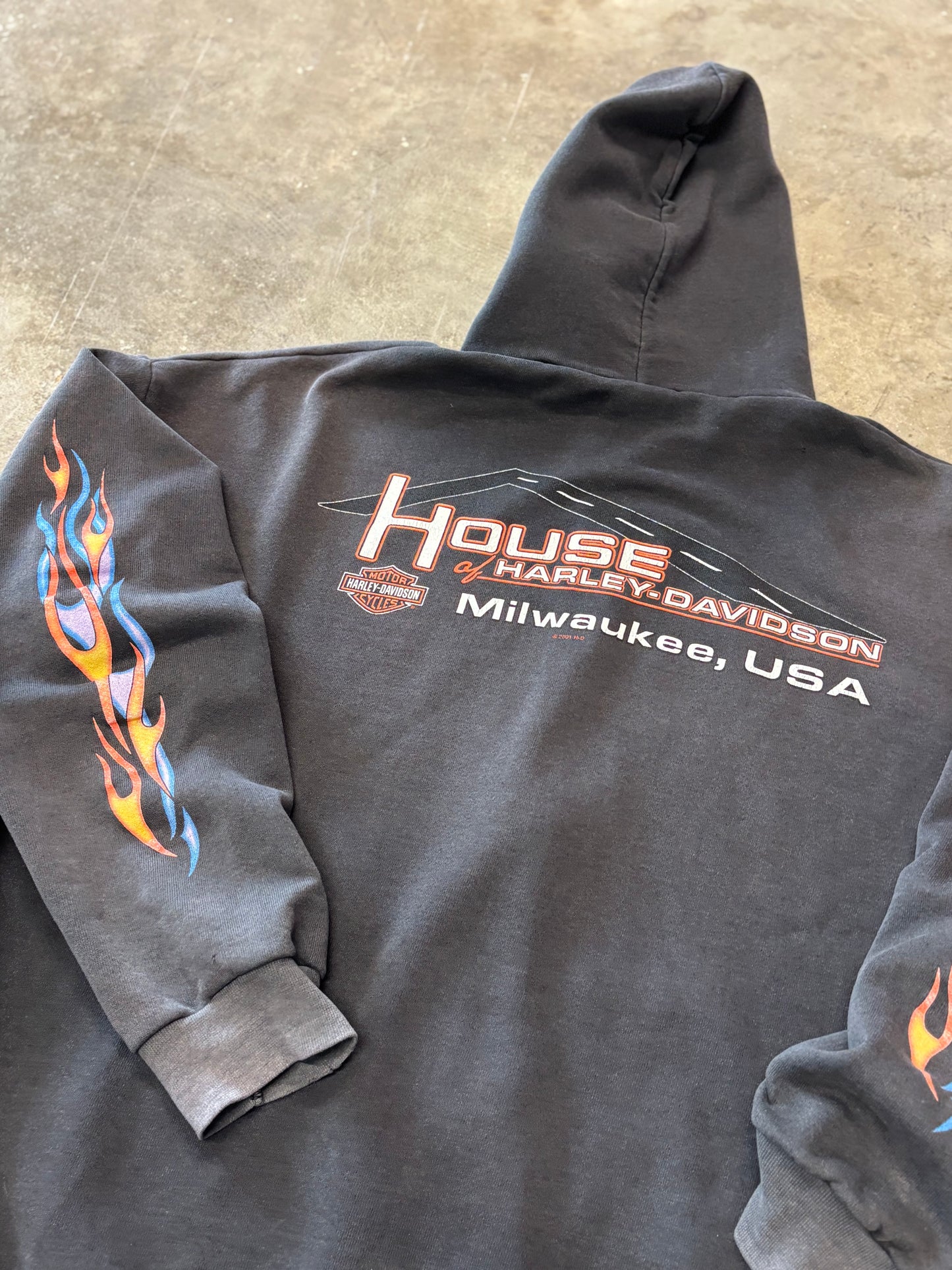 Vintage Harley Davidson Purple and blue flame zip up hoodie size 2XL