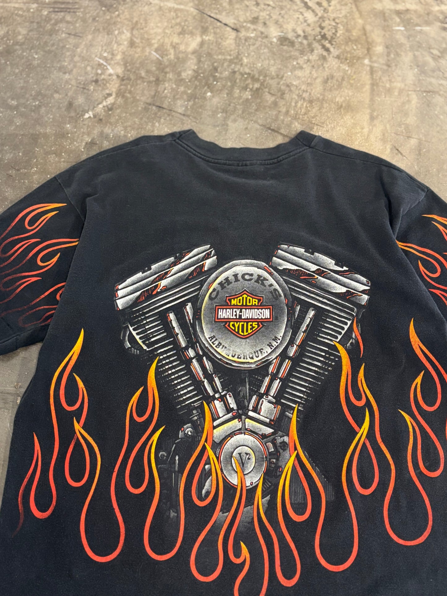 Vintage HARLEY flaming aop size large