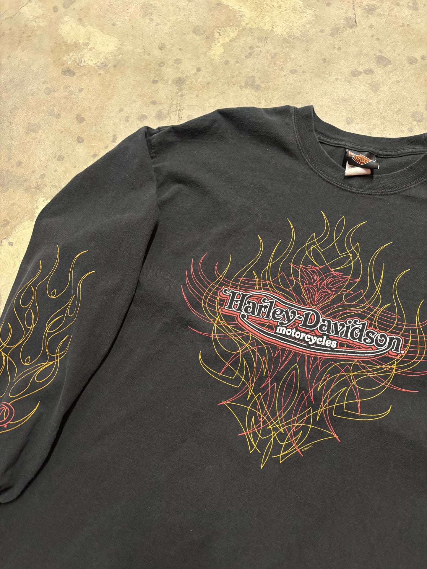 Vintage Harley Davidson yellow string flame shirt size XL