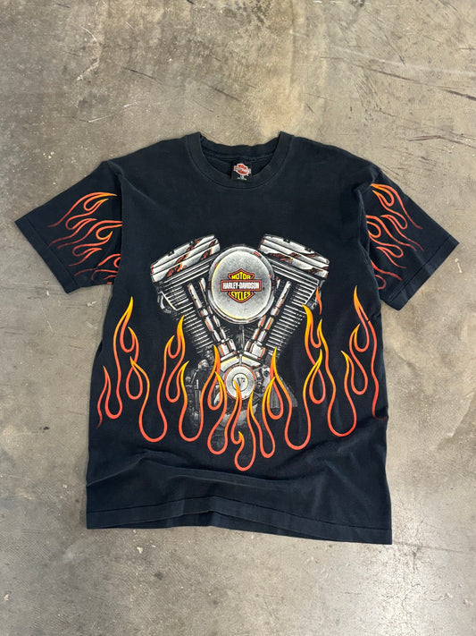 Vintage HARLEY flaming aop size large
