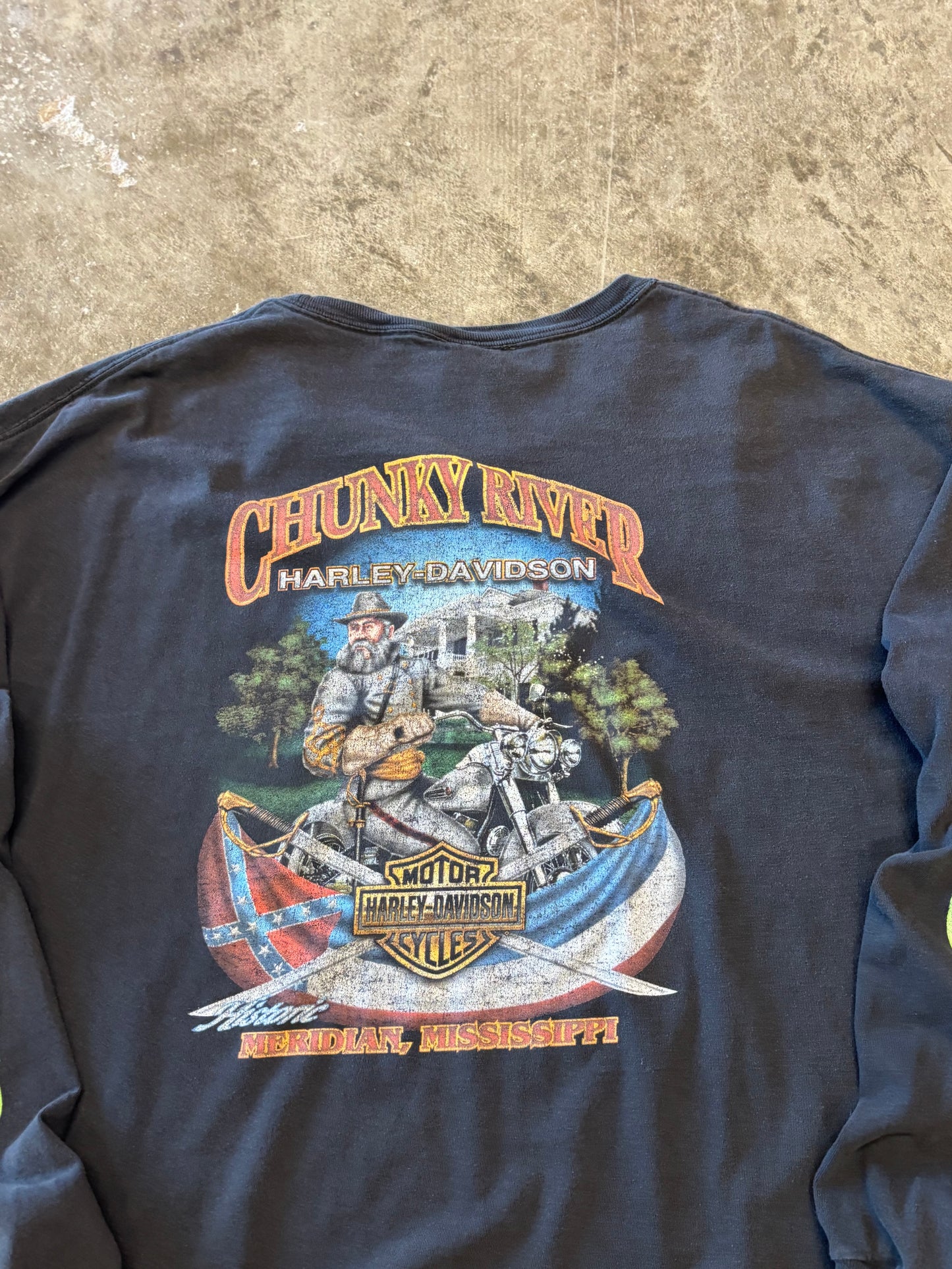 Vintage Harley Davidson Green Flame long sleeve size xxl