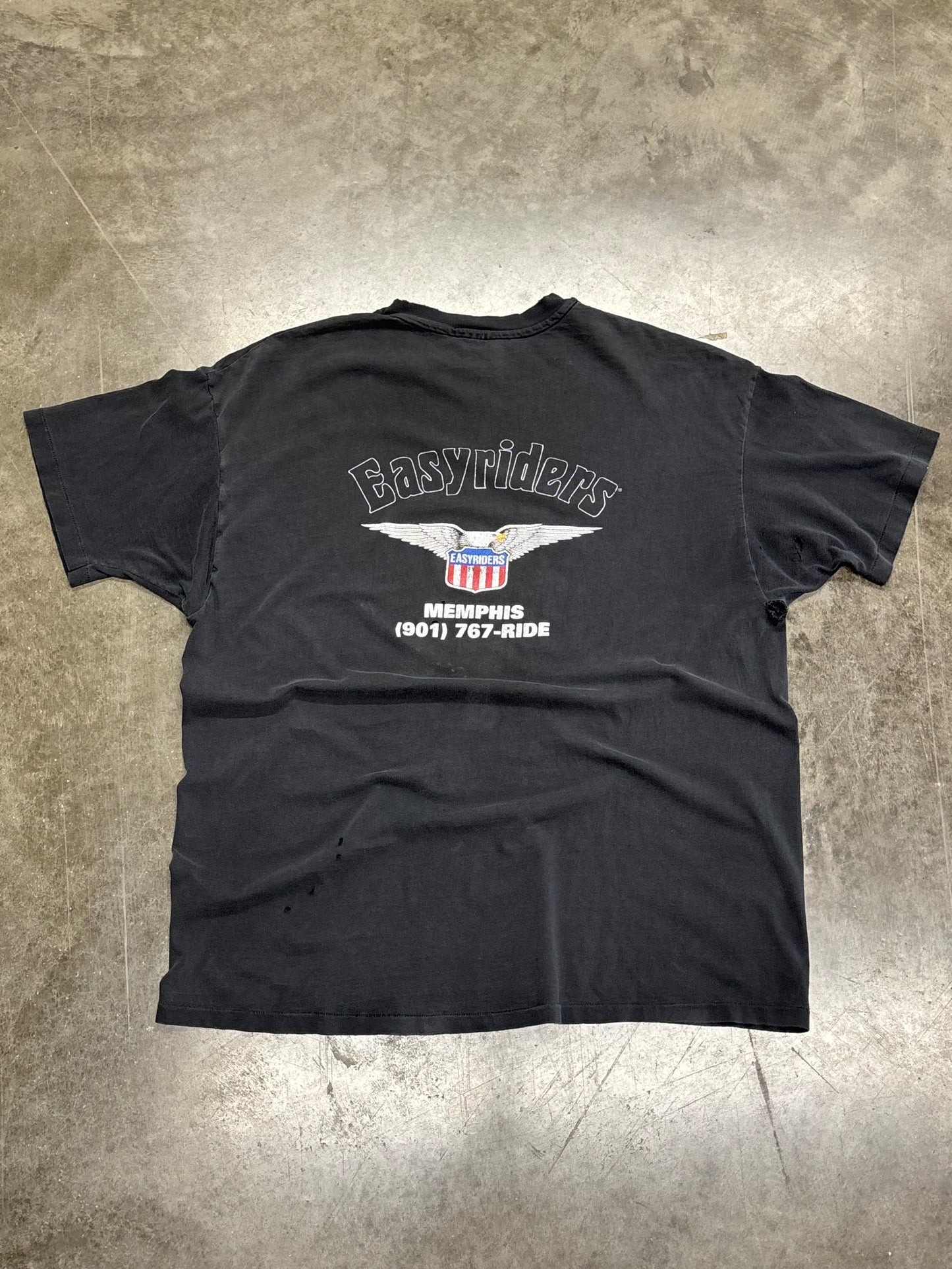 Vintage Thrashed and Faded Easyriders skull shirt size XL