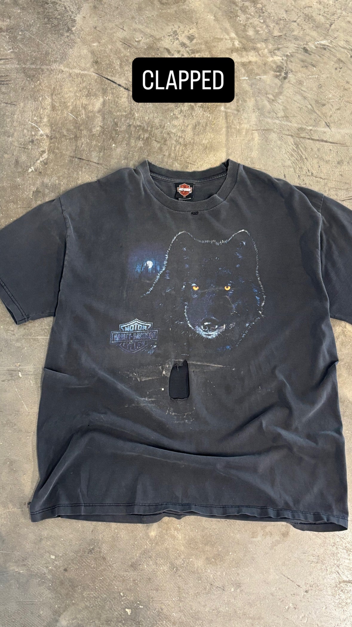 Vintage Faded Clapped Wolf Harley Davidson shirt size xxl