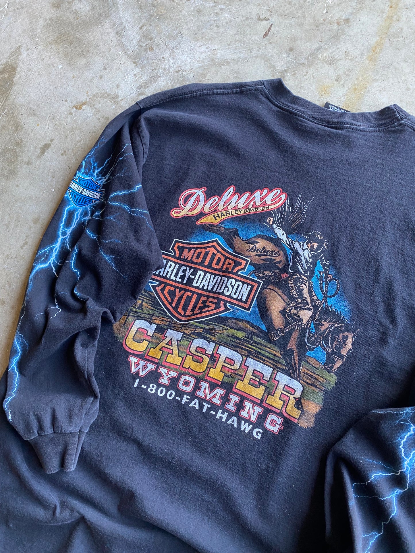 Vintage Harley Davidson Blue Lightning long sleeve shirt size extra large