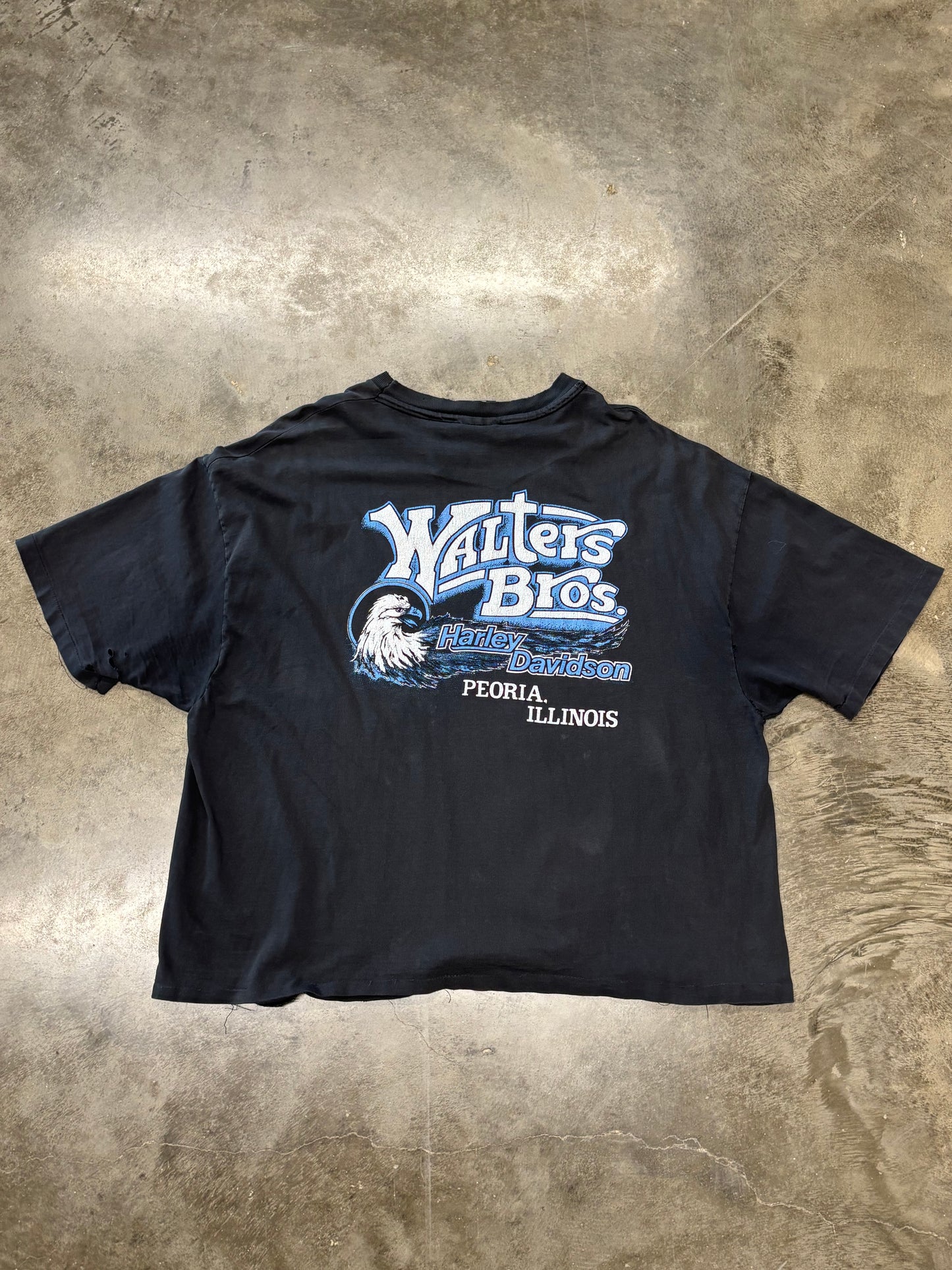 Vintage Boxy and Thrashed Harley Davidson Blue Flame Long sleeeve size XXL
