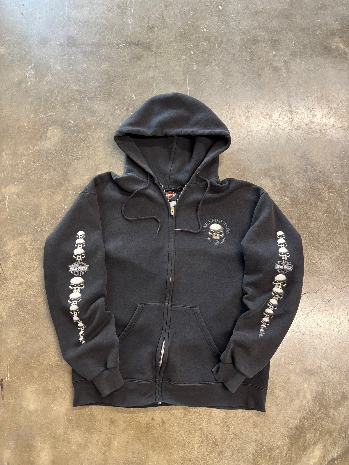 Vintage Harley Davidson skull zip up hoodie size large