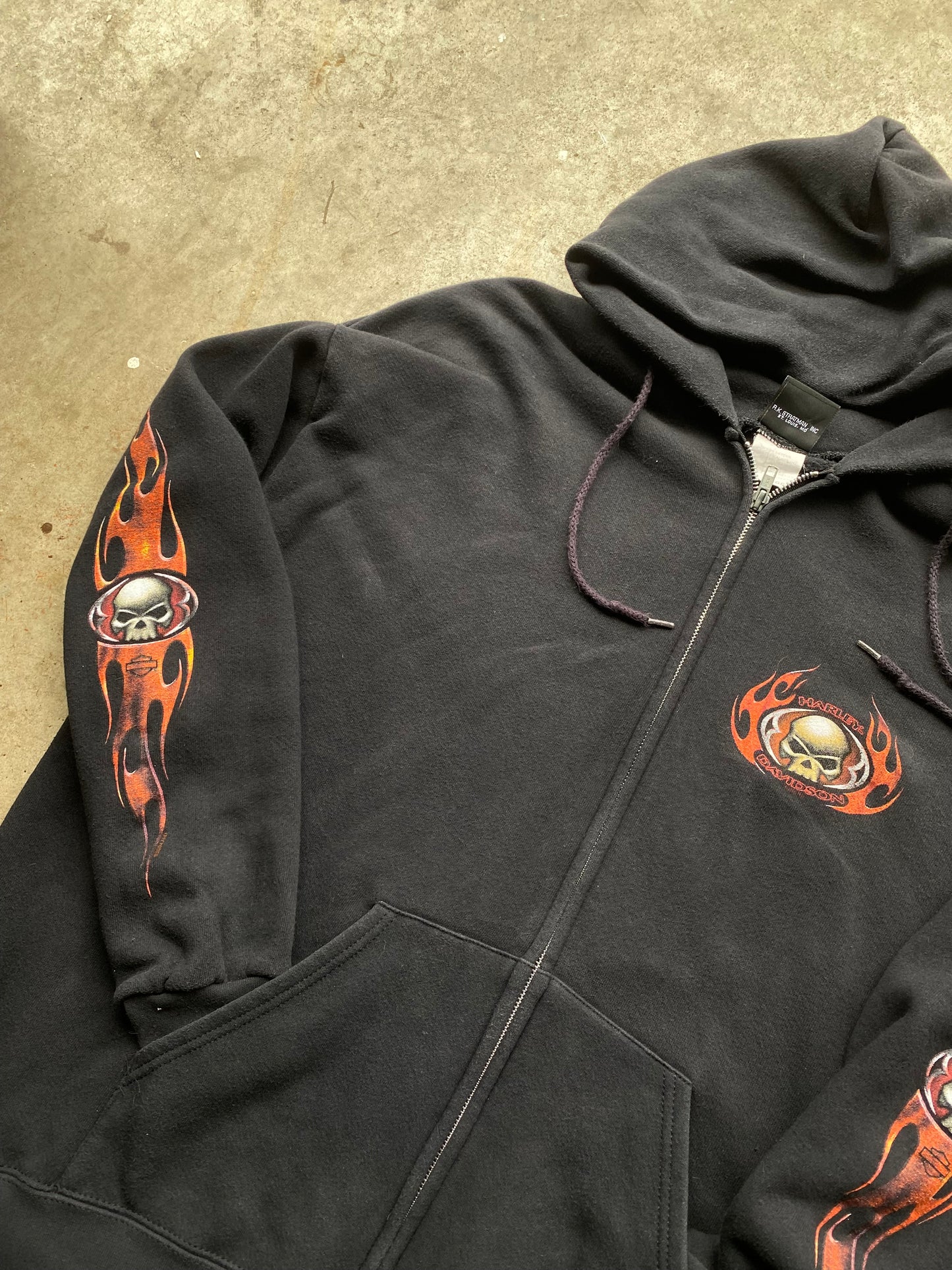 Vintage Harley Davidson Skull zip up hoodie size 2XL