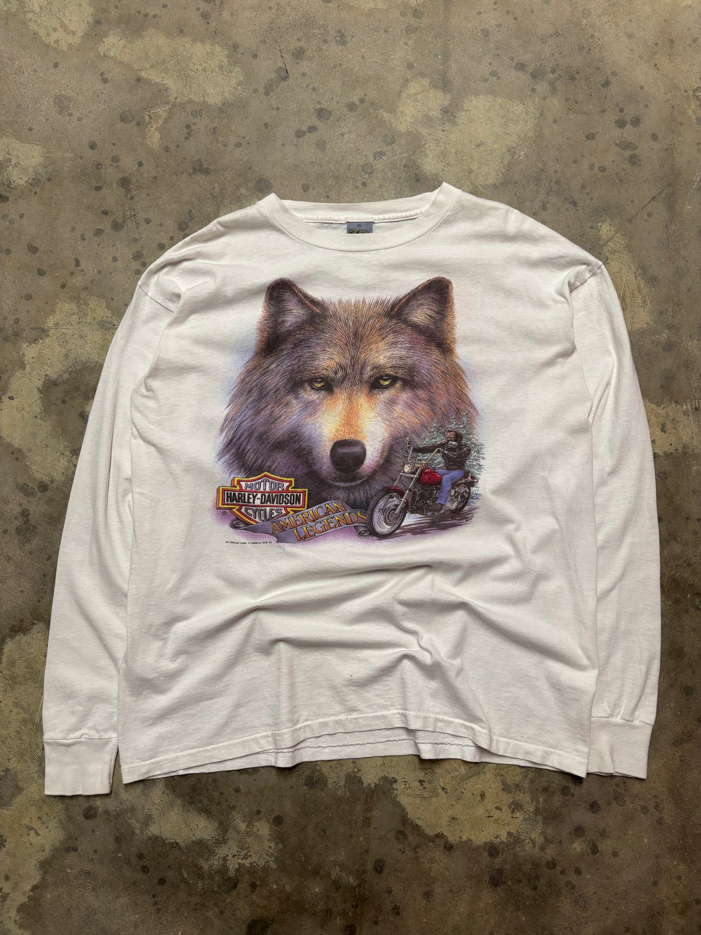 Vintage Harley Davidson Wolf 3d emblem long sleeve shirt size xl