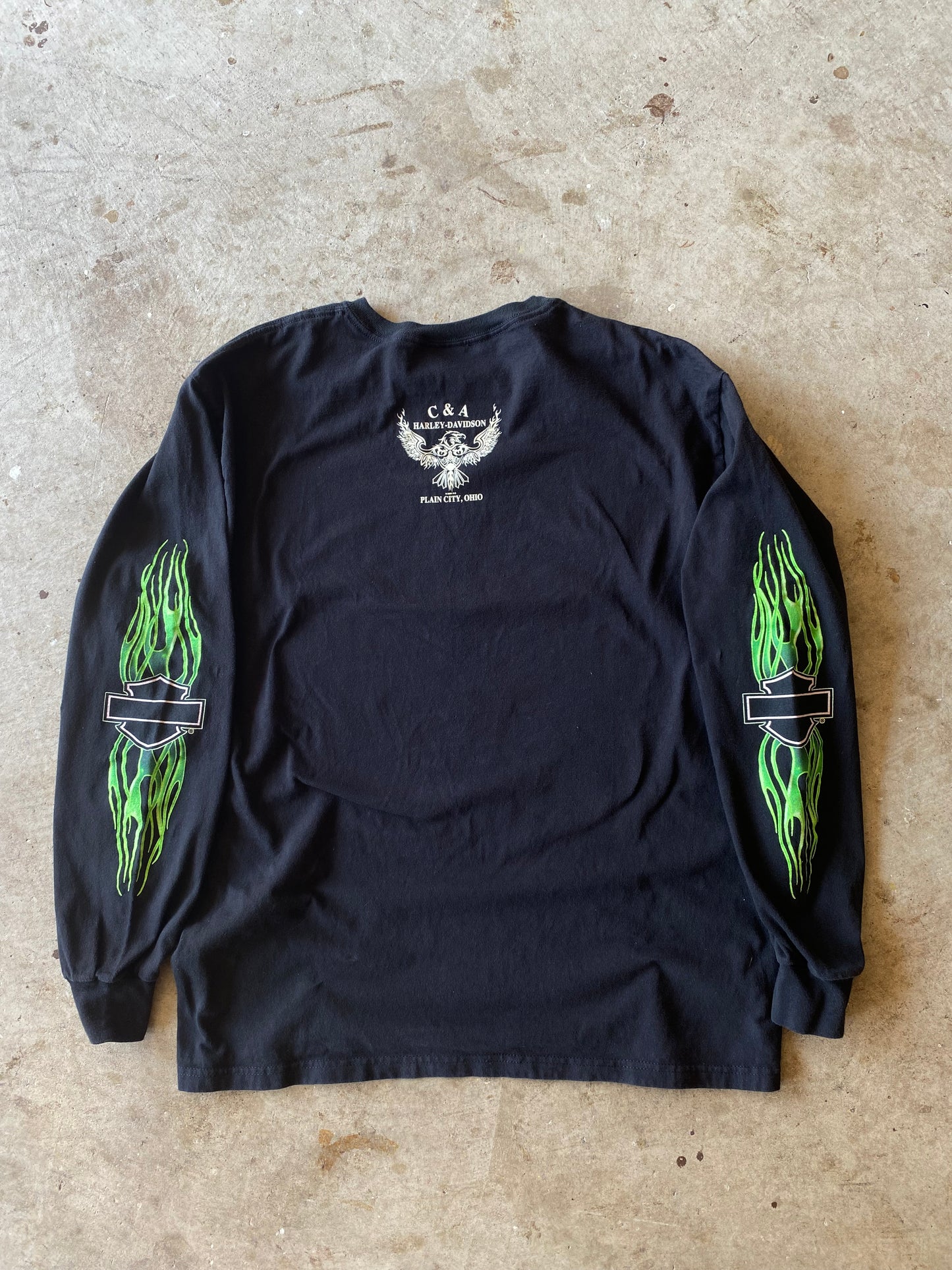 Vintage Harley Davidson green long sleeve shirt Size Large