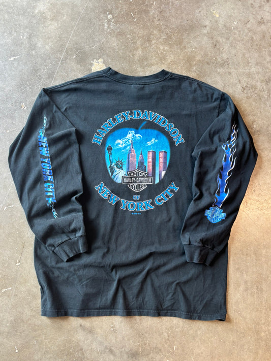Vintage Harley Davidson New York long sleeve blue flame size xxl