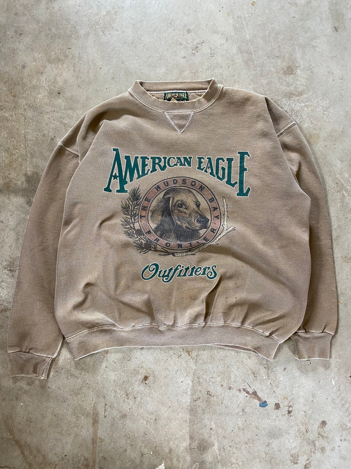 Vintage American Eagle Earth Tone Dog sweatshirt Size Large