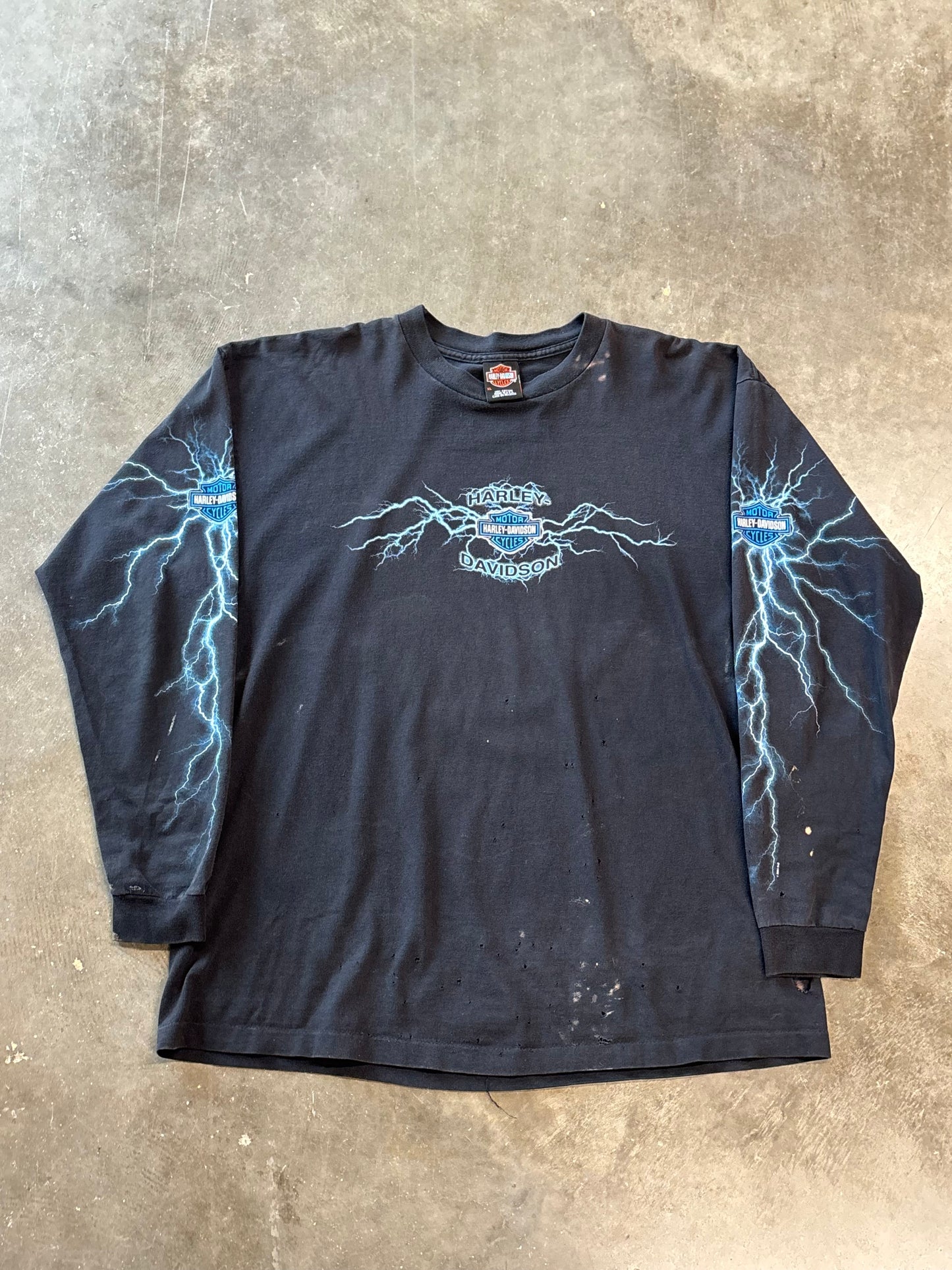 Vintage Harley Davidson thrashed lightning long sleeve size xl shirt