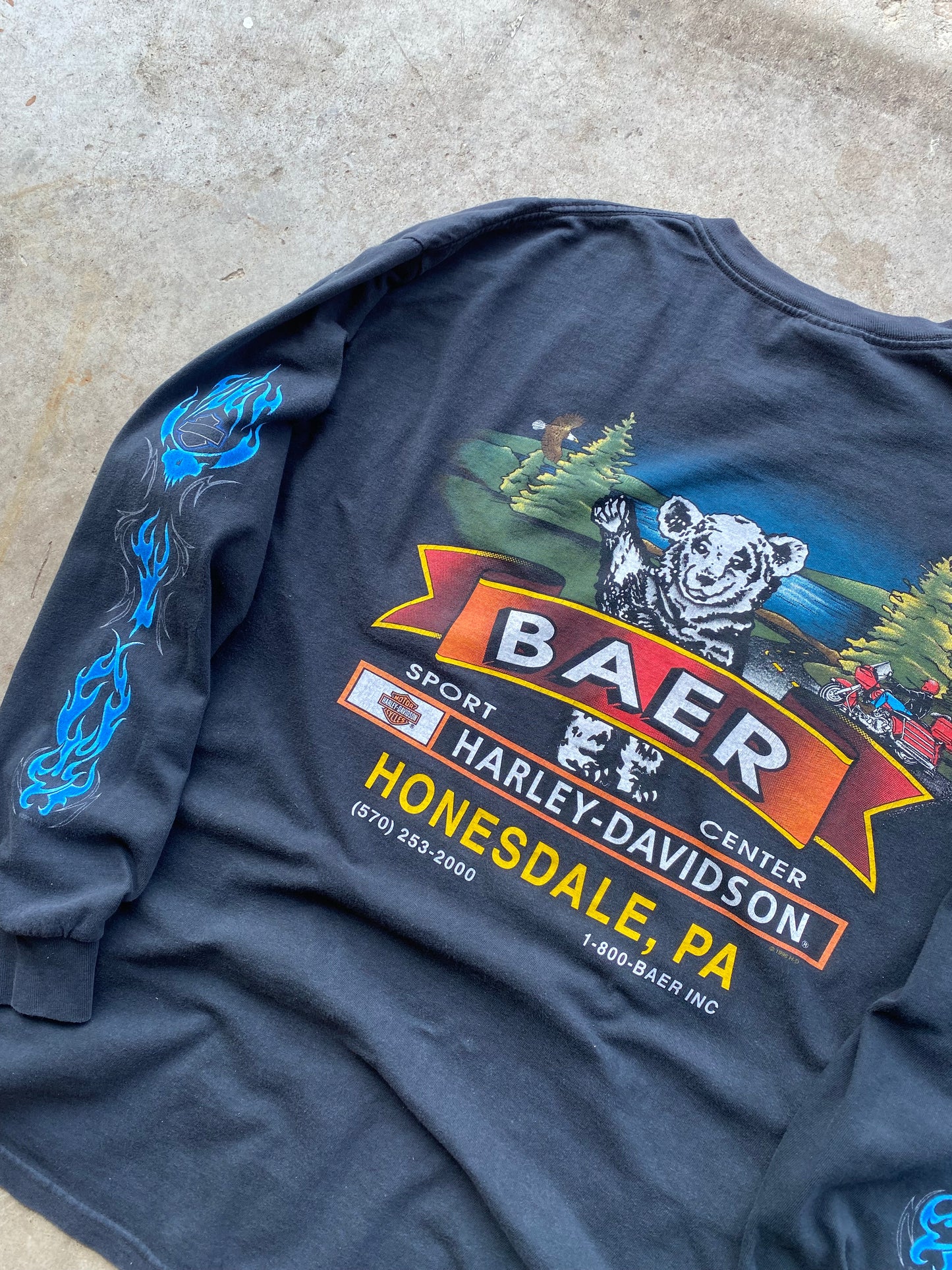 Vintage Harley Davidson Skull Blue Flame Shirt Size Extra Large