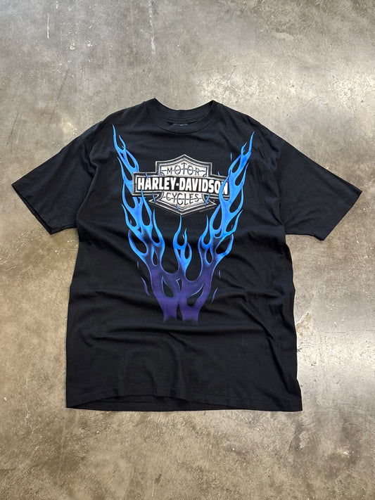 Vintage Harley Davidson Blue flame size xl