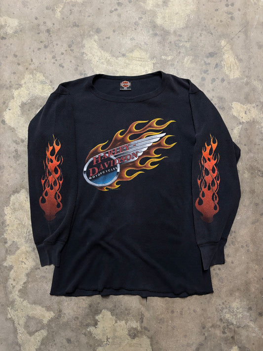 Vintage Harley Davidson orange sleeve thermal shirt size XXXL