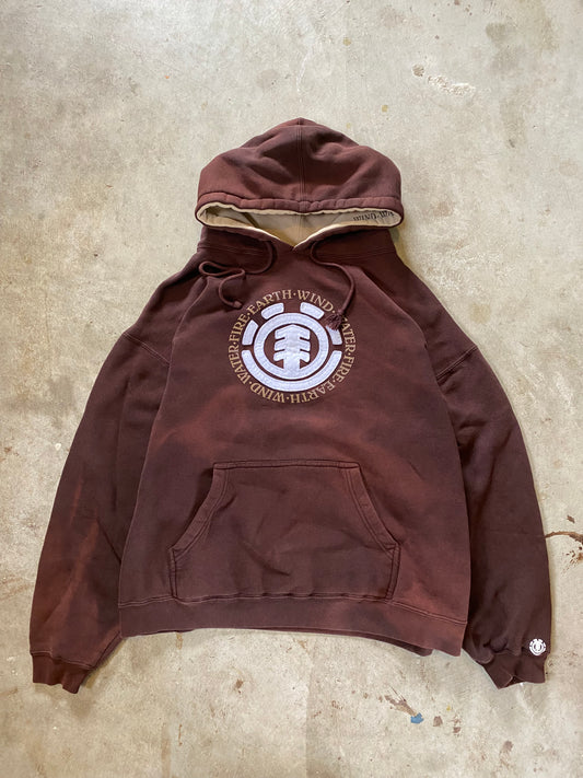 Vintage Sun Faded Element Hoodie Size XL Earth Tone