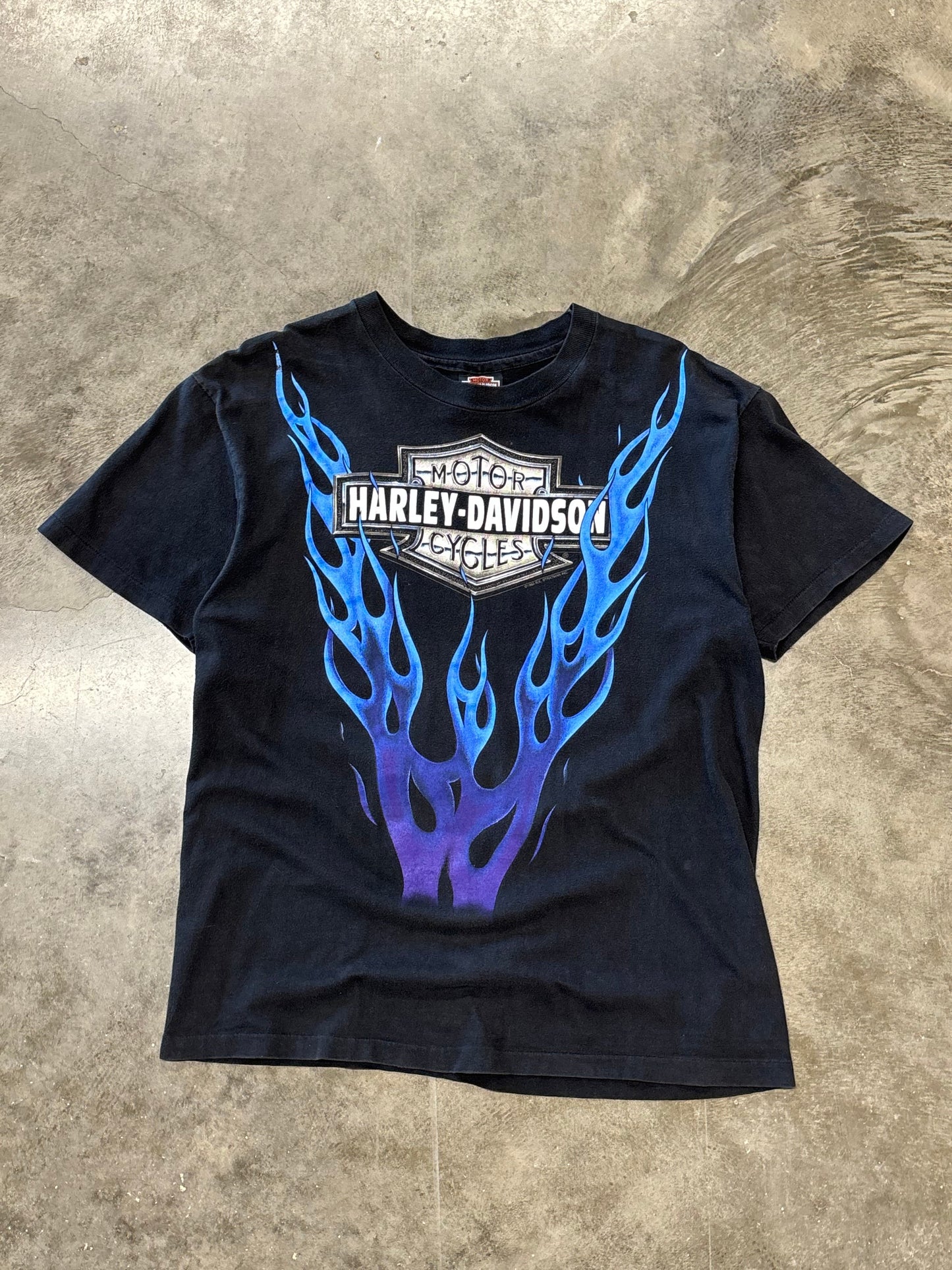 Vintage Harley Davidson blue flame shirt size large