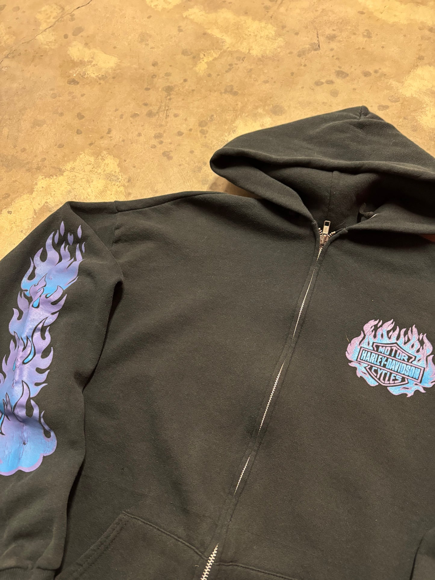 Vintage Purple Flame Harley Davidson hoodie size large