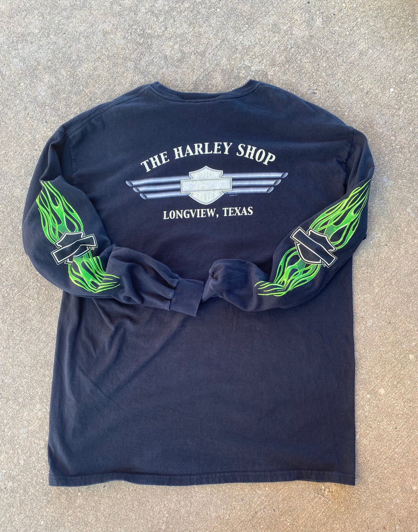 Vintage Harley Davidson green flame long sleeve size XL