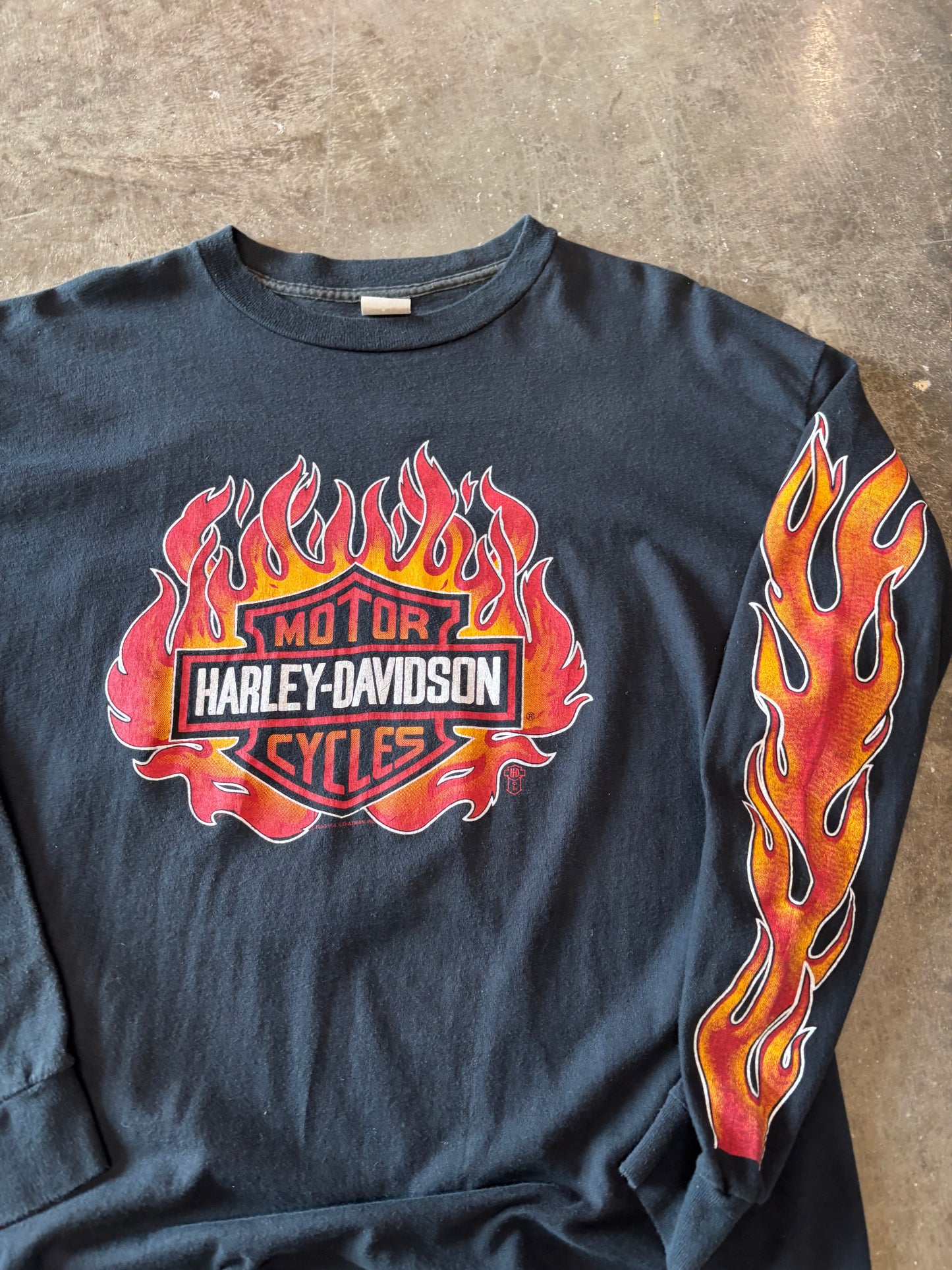 Vintage Harley Davidson 80’s flame ball long sleeve size xxxl fits xxl