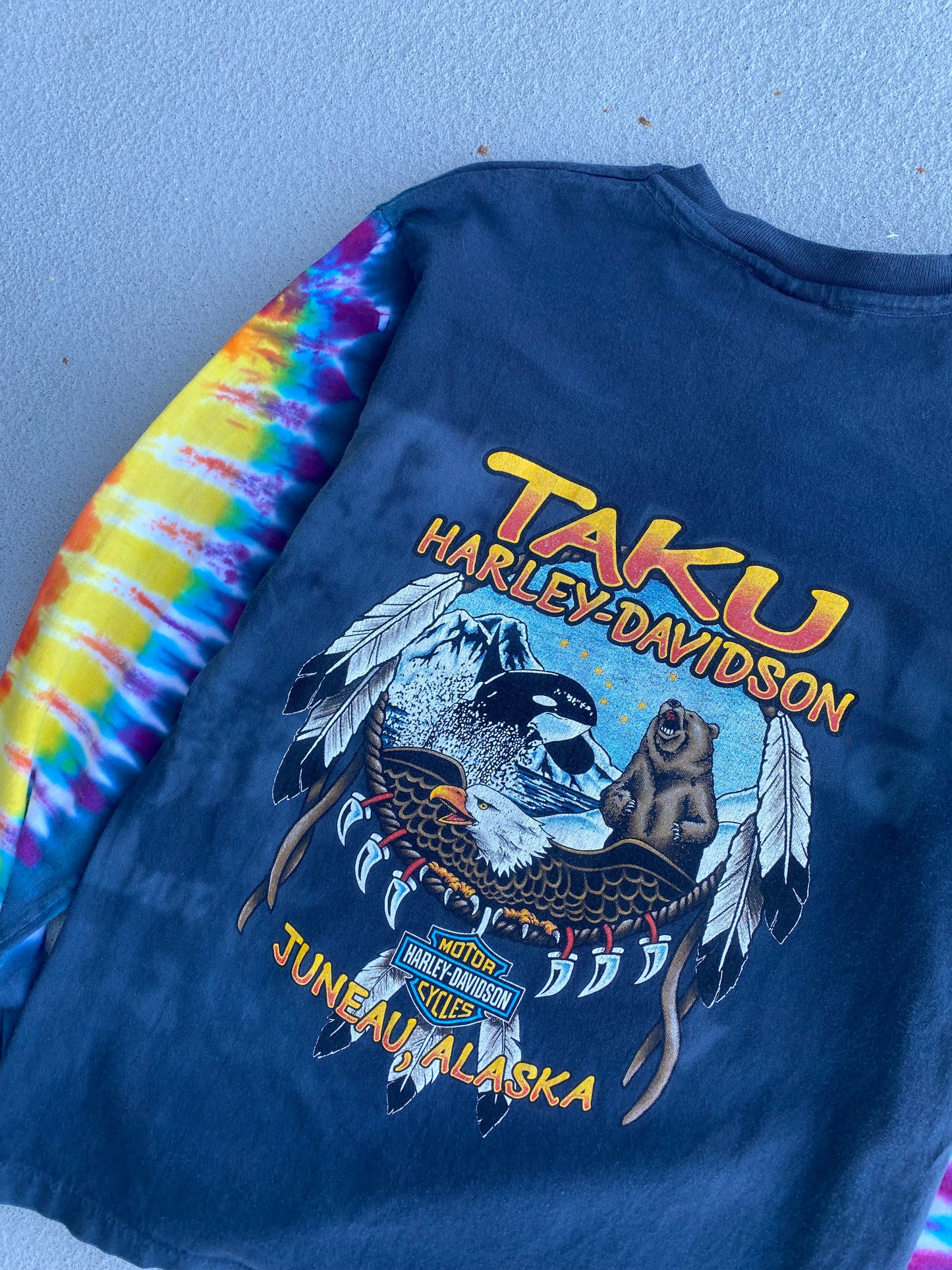 Vintage Harley Davidson Rainbow Long sleeve size medium