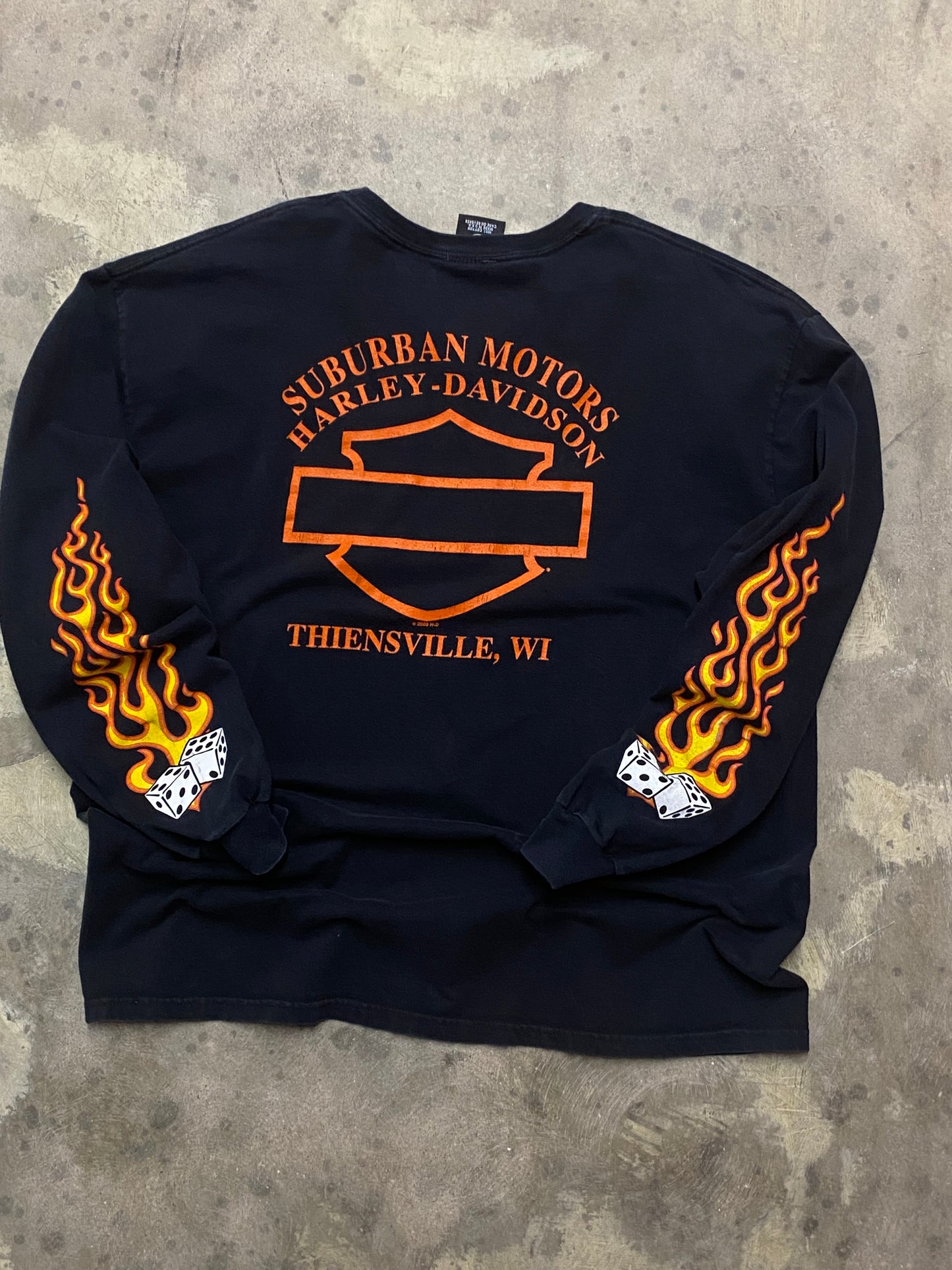 Vintage Harley Davidson Flaming dice long sleeve size extra large