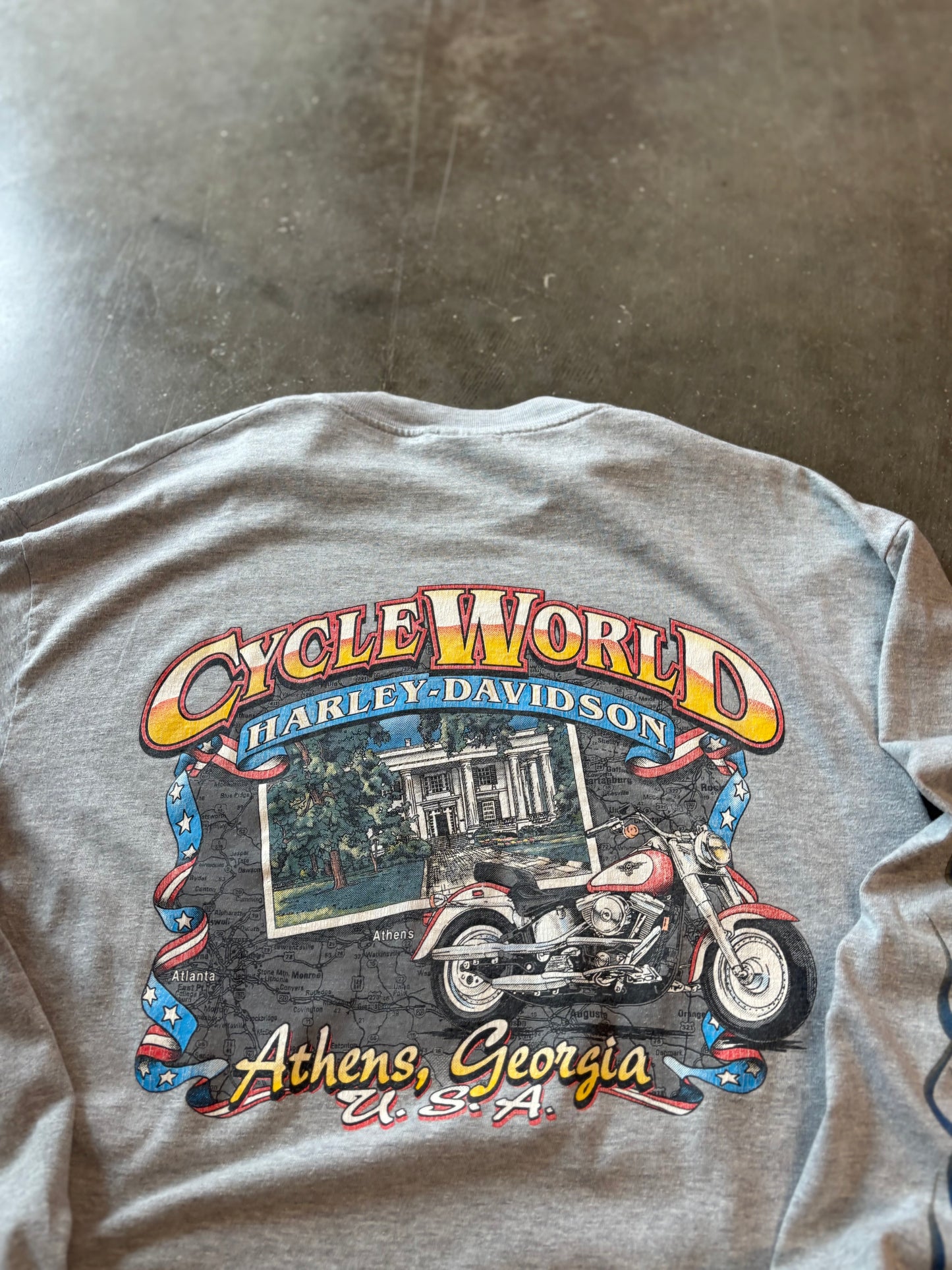 Vintage Harley Davidson Blue flame long sleeve size xl
