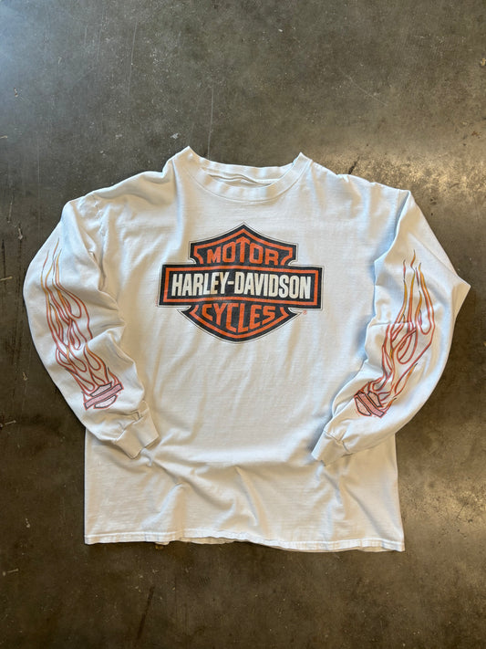 Vintage Harley Davidson Orange Flame long sleeve size XL