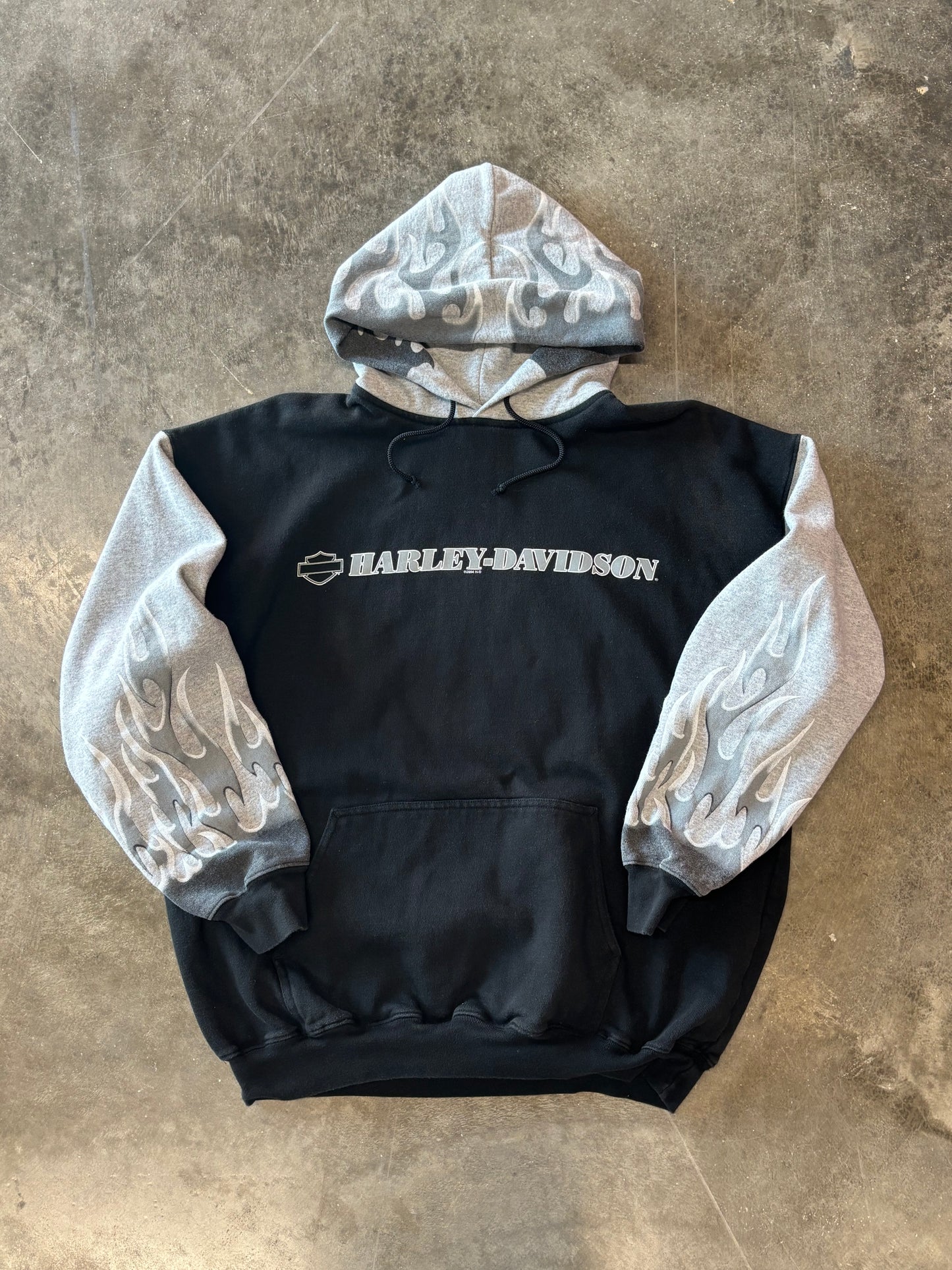 Vintage Harley Davidson Grey Flame hoodie size extra large