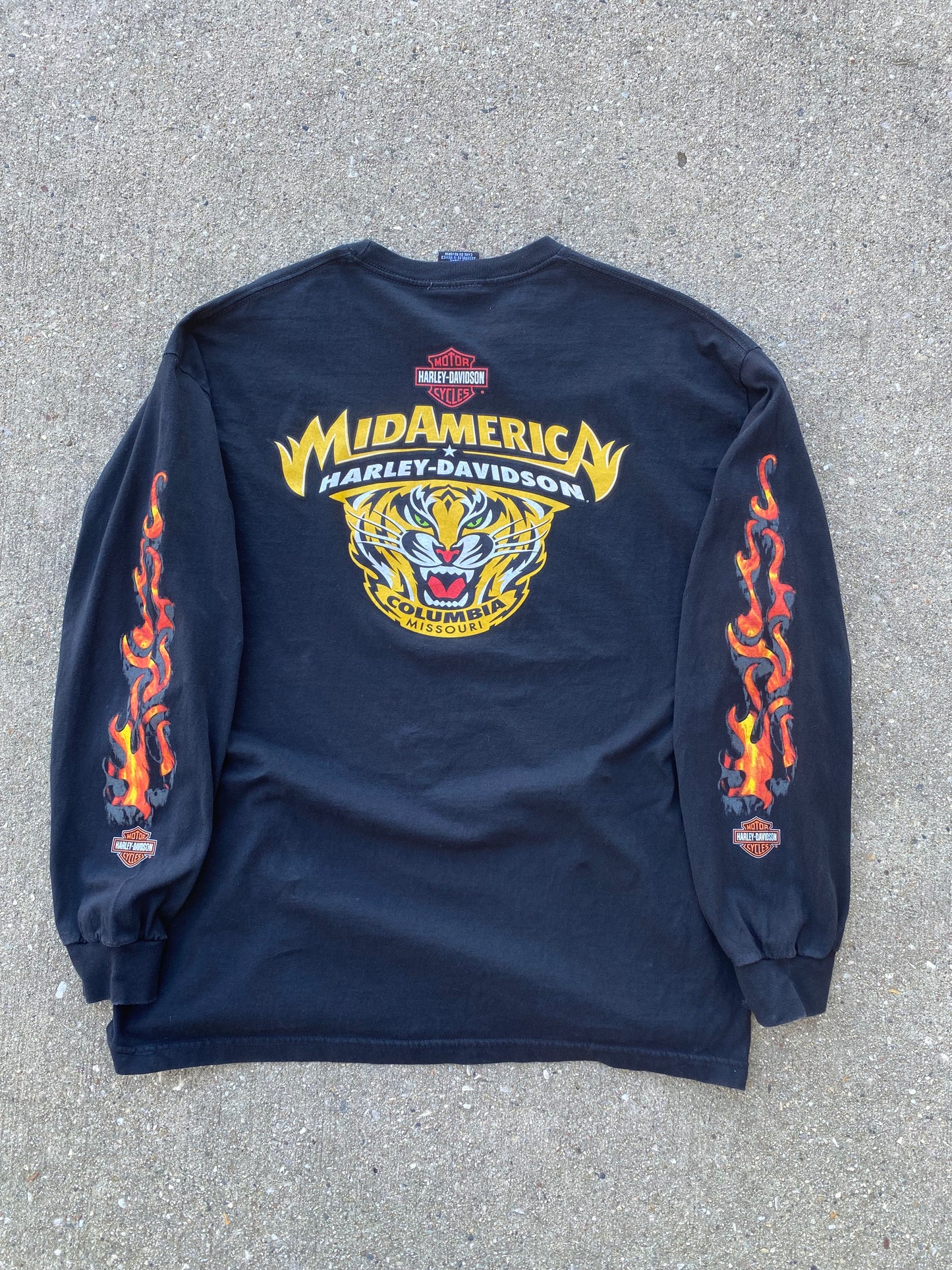 Vintage Harley Davidson simple flame text logo long sleeve shirt size extra large
