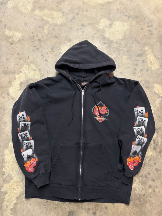 Vintage Harley Davidson gambler zip up hoodie size large