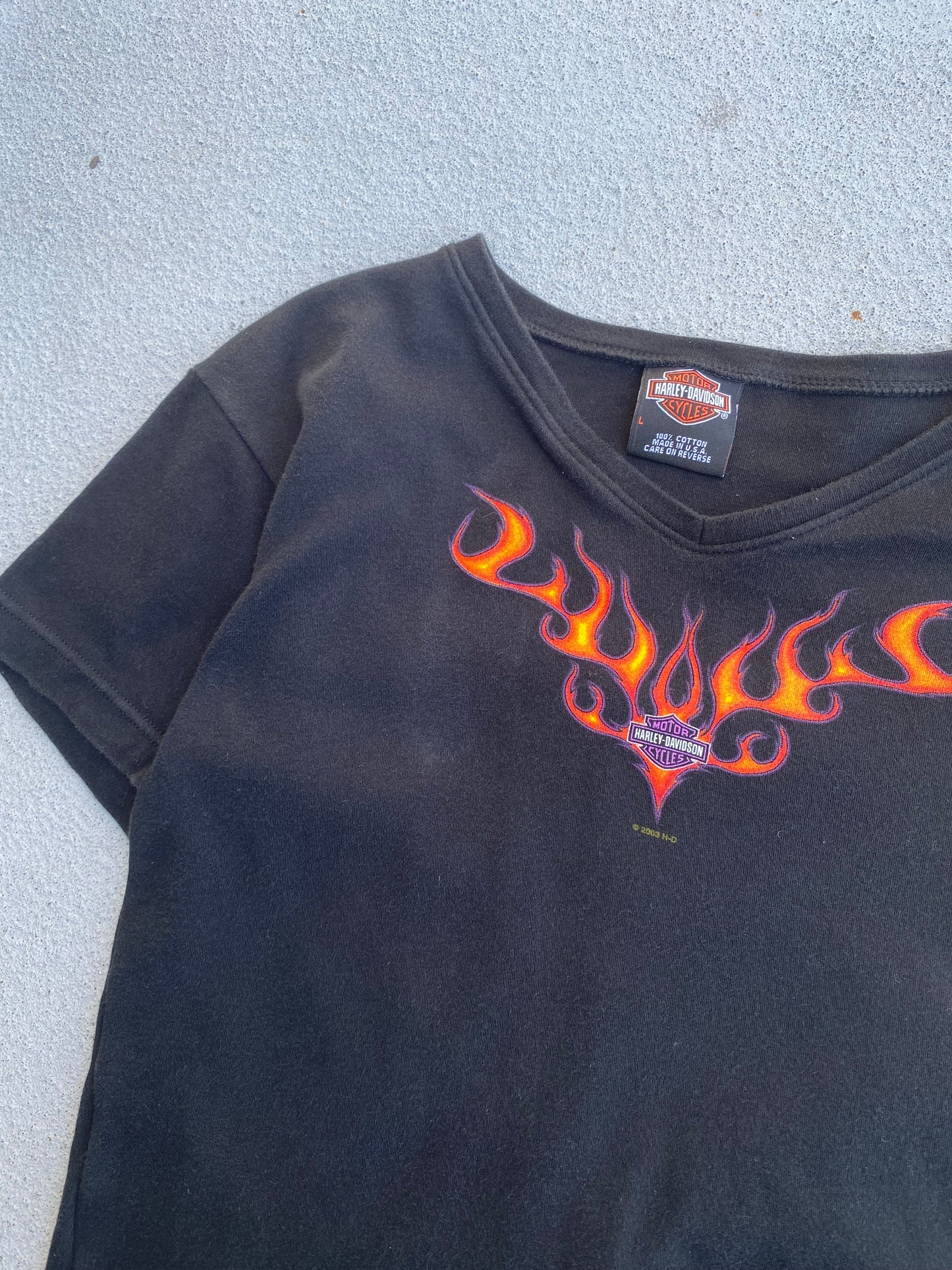 Vintage Harley Flame Bb girl top size large