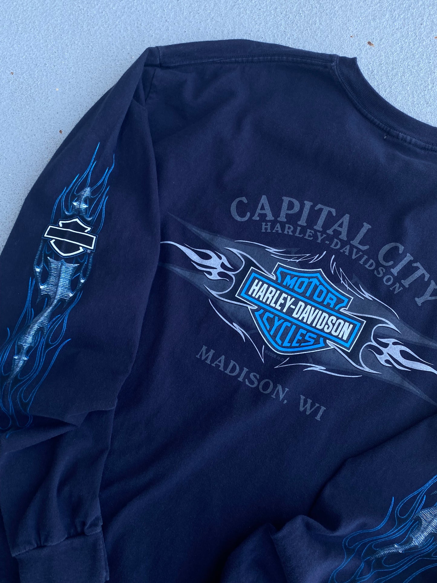 Harley Davidson Blue Flame Spear Long sleeve size XL