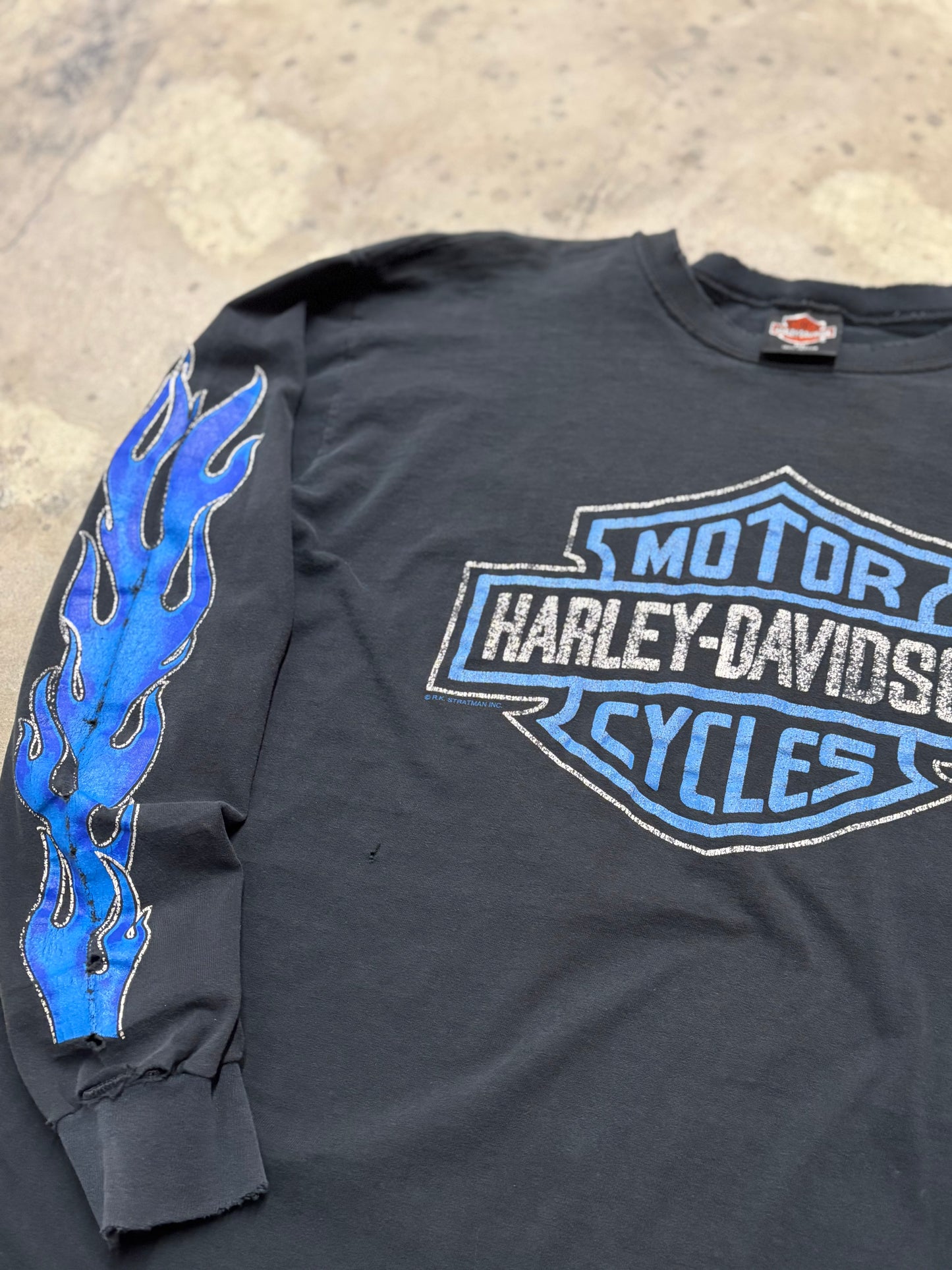 Vintage Harley Davidson Blue Shield Long sleeve distressed size XL