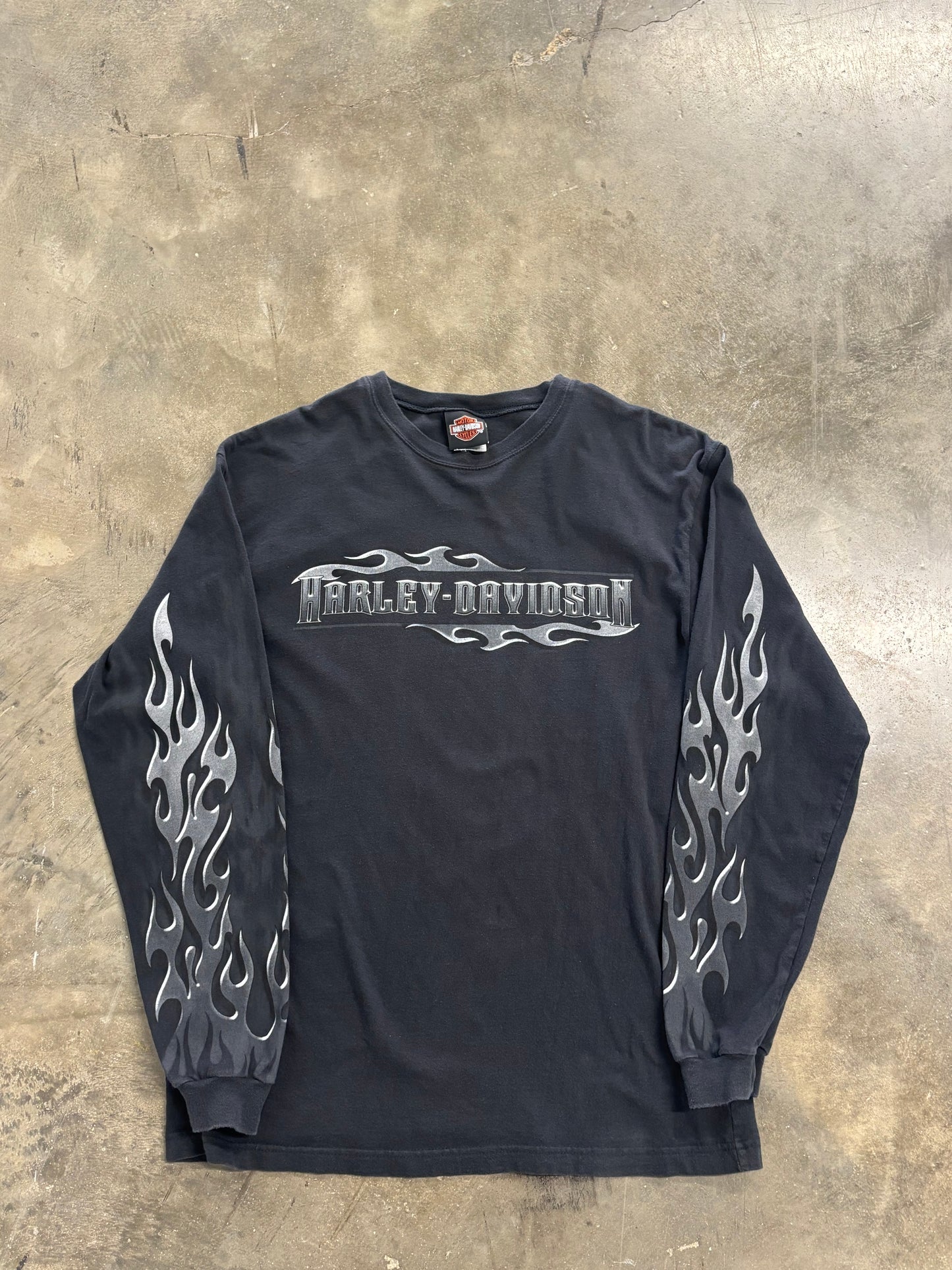 Vintage Harley Davidson chrome flame long sleeve size large
