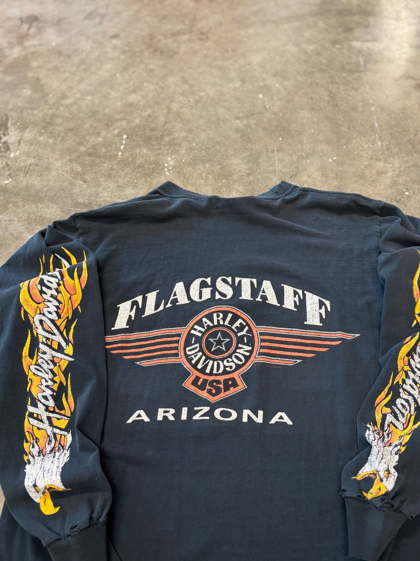 Vintage Harley Davidson Thrashed Eagle Harley Longsleeve medium