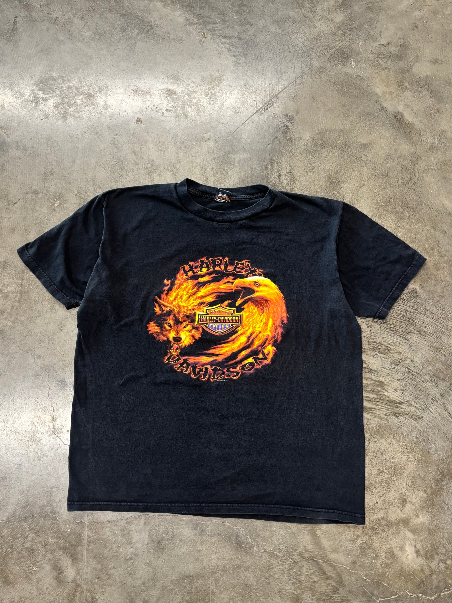Vintage Harley Davidson Wolf and Eagle flame shirt size xl
